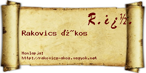 Rakovics Ákos névjegykártya